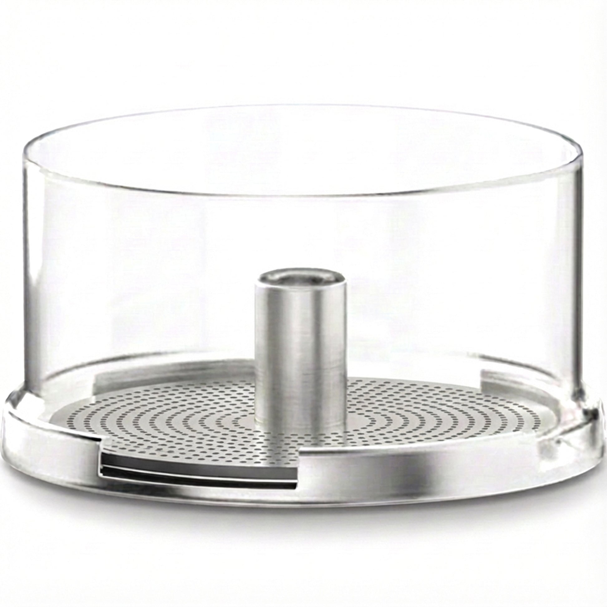 Replacement glass basket with stainless steel base.