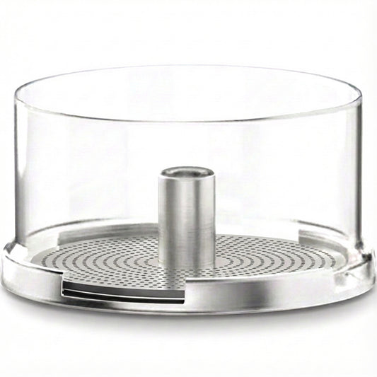 Replacement glass basket with stainless steel base.